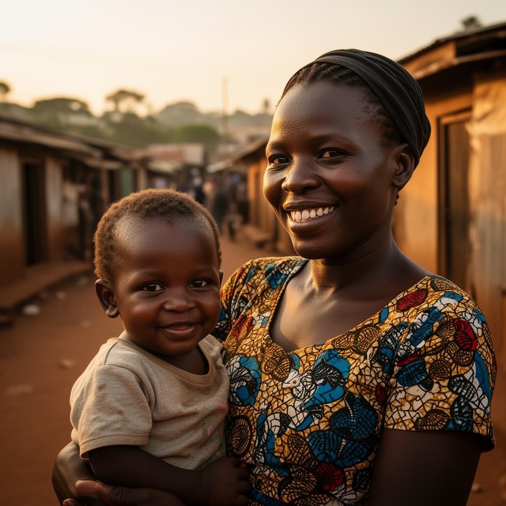 A mother in Namuwongo, Kampala, holding her young child